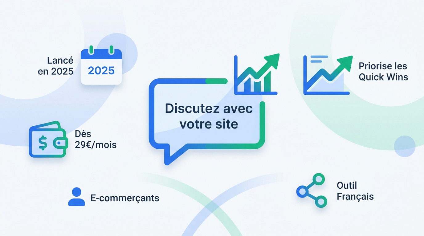 ChatSEO en résumé : un assistant SEO français lancé en 2025, qui priorise les gains rapides, dès 29 € HT par mois